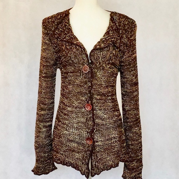 BCBGMaxAzria Sweaters - BCBG MaxAzria Marled Brown Knit Cardigan